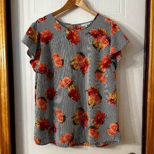 {Plus Size} Mileage Striped & Floral Blouse~ Size 1X (C20)